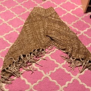 Time and Tru Brown Poncho with Fringe